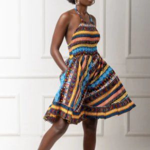 African Print Halter Short Romper